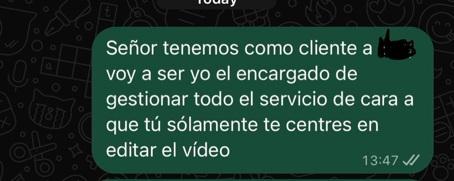 Mensaje de un alumno sobre la gestión del servicio a un cliente